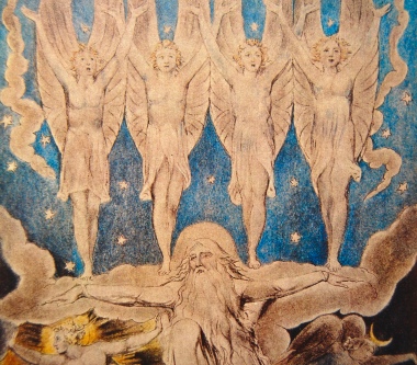 detail from The Morning Stars Sang Together, watercolour by William Blake c.1821, from Kathleen Raine's Blake biography (Thames and Hudson)